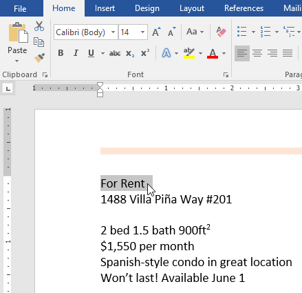 where is the centered style set in word 2013