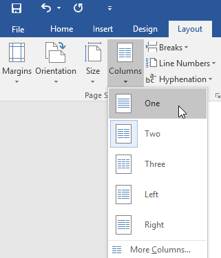 removing the two column formatting from the paragraph