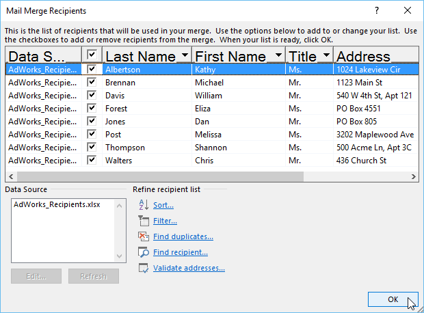 excel 2008 mac address create database for mail merge