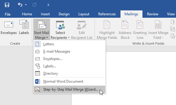 creating mail merge in word 2016