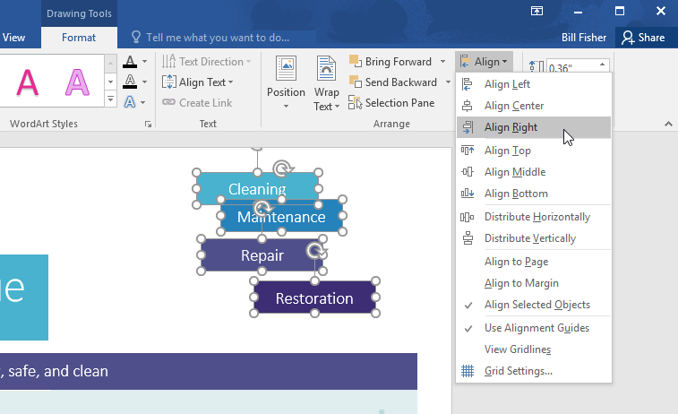 change vertical alignment in word table 2016