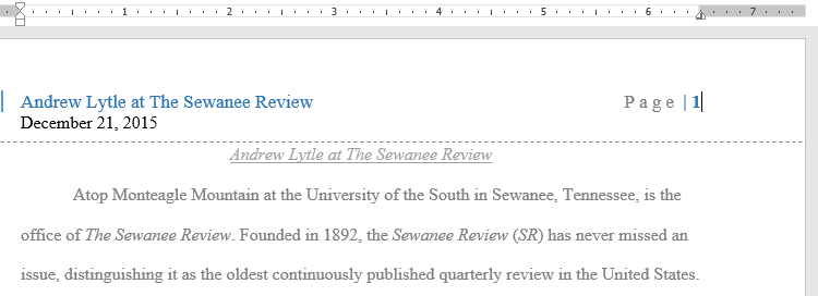 problem with page numbering in word 2016