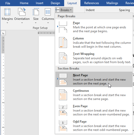 proper page numbering word 2016