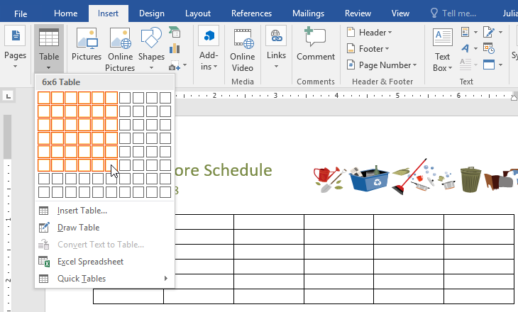 microsoft word table to excel spreadsheet