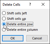 delete options