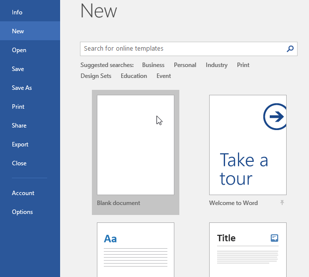 open new document in word 365