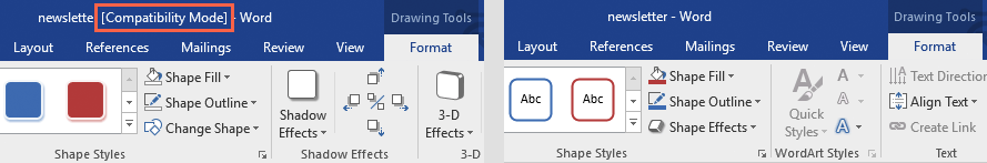 new word documents open in compatibility mode