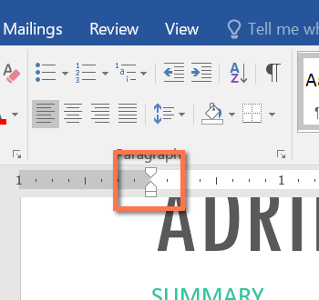 ruler on microsoft word 2016