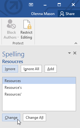 spell checker in word 2016