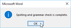 completing the spelling and grammar check