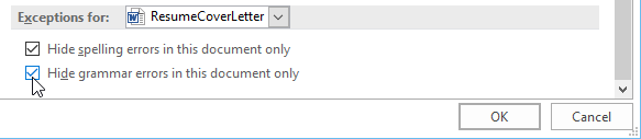 hiding spell check for a specific document