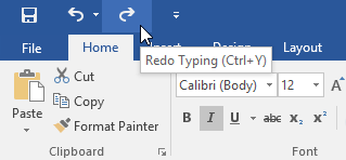 clicking the Redo command