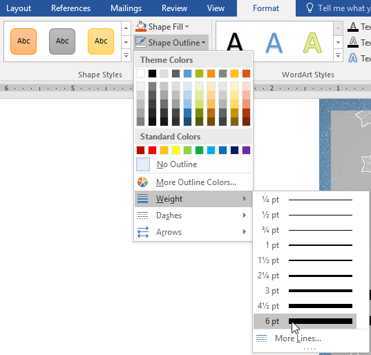 text formatting in word shapes