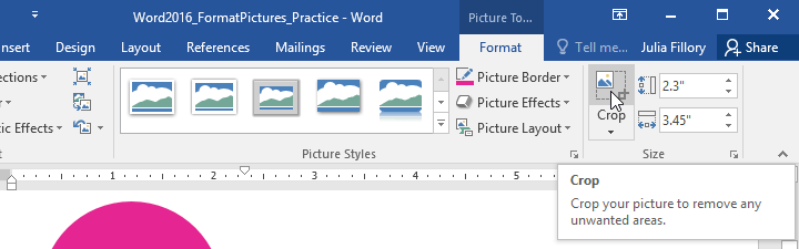 show crop handles in word on a mac