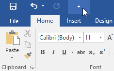 show toolbar in word