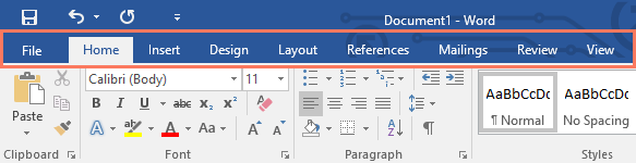 four parts of microsoft word ribbon