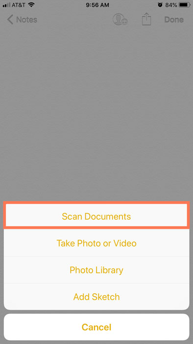 scan documents option