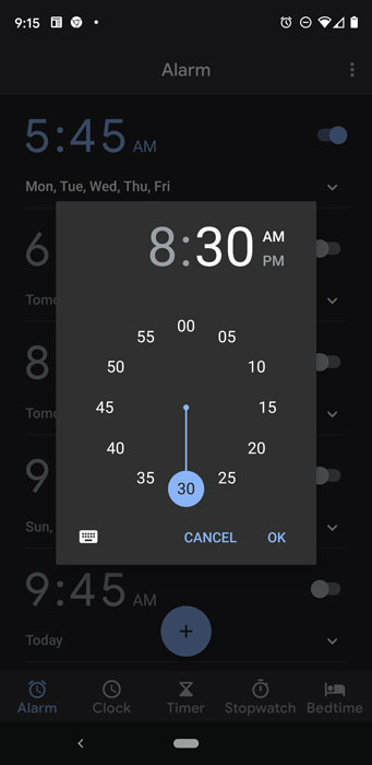 android alarm clock notification