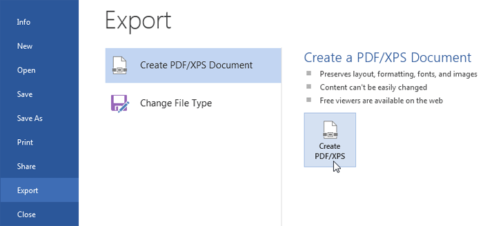 从Microsoft Word导出PDF文档