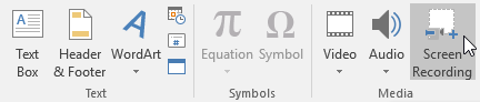 the Screen Recording button on the Insert tab