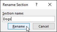 Renaming a section