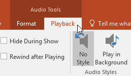 Clicking the Playback tab