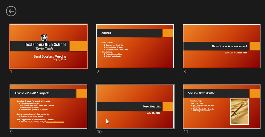 how to start slide show of a presentation