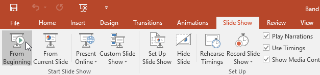 start powerpoint presentation from current slide