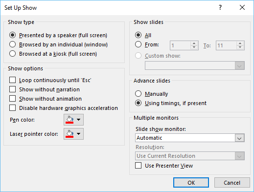 Annotate PowerPoint slides using pens tool 