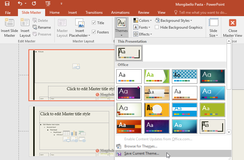 PowerPoint 2016: Slide Master View - Full Page