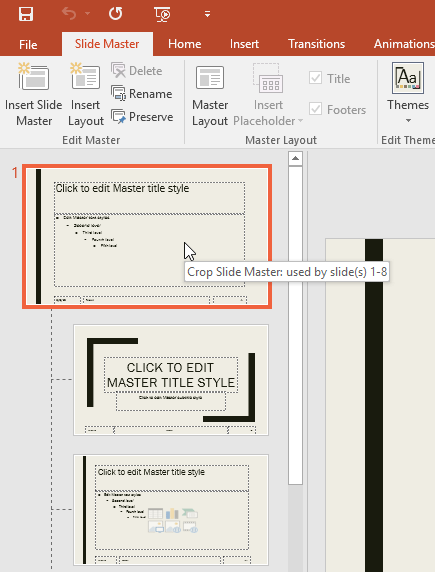 powerpoint 2016 slide master add multiple footers