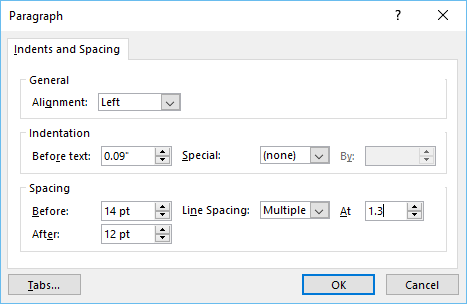 using the Paragraph dialog box to customize line and paragraph spacing