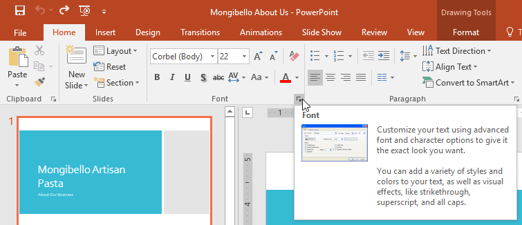 powerpoint ribbon tabs