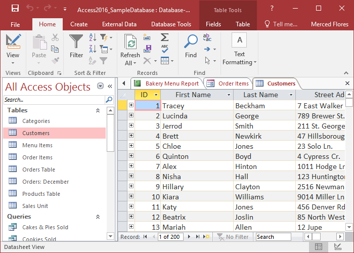 microsoft access 2016 sample database