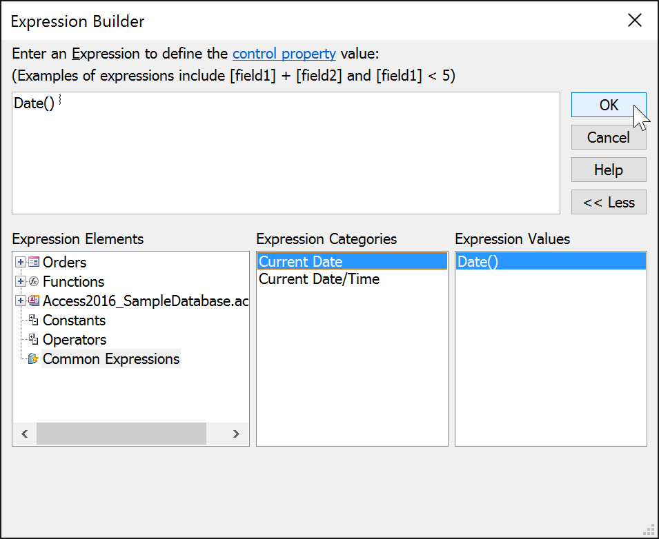 Expression value. Создание подчиненных форм в access. Expression access. Expression Builder. Диалог Builder.