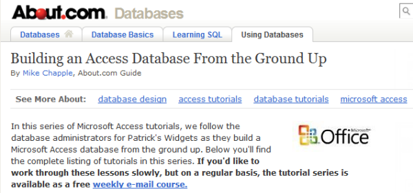 About.com's Building an Access Database from the Ground Up