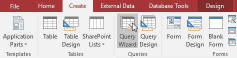 Clicking the Query Wizard Command