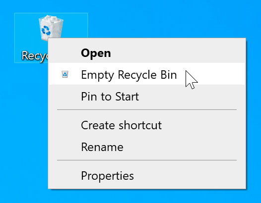 emptying the recycle bin