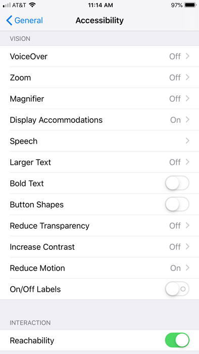 accessibility options on an iPhone