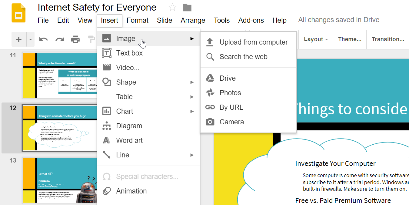 Google Slides Adding Pictures And Shapes