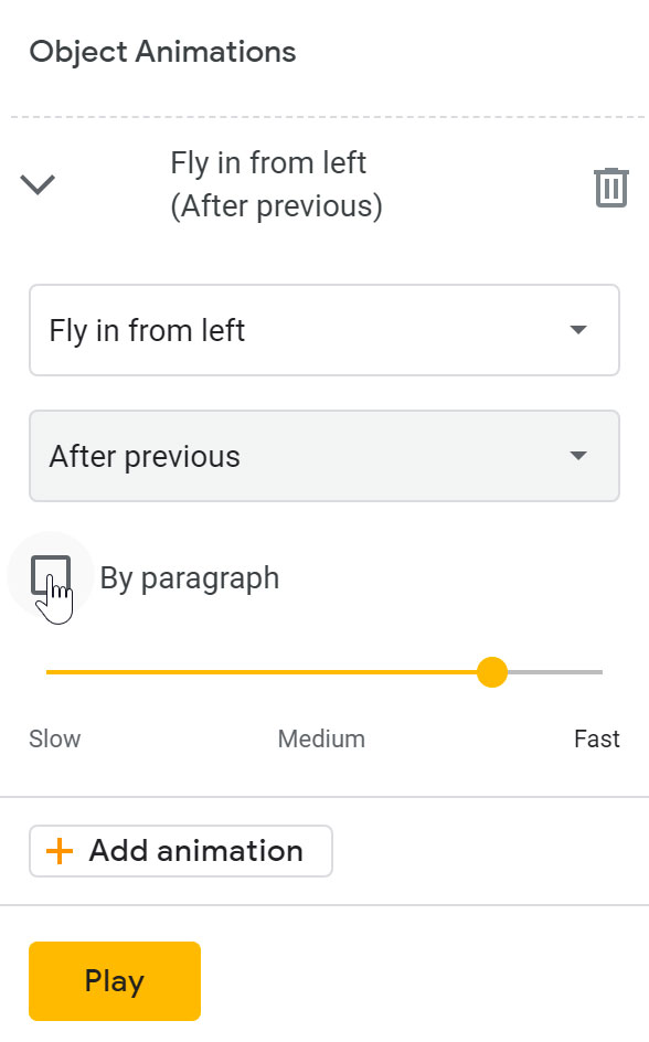 showing the by paragraph checkbox