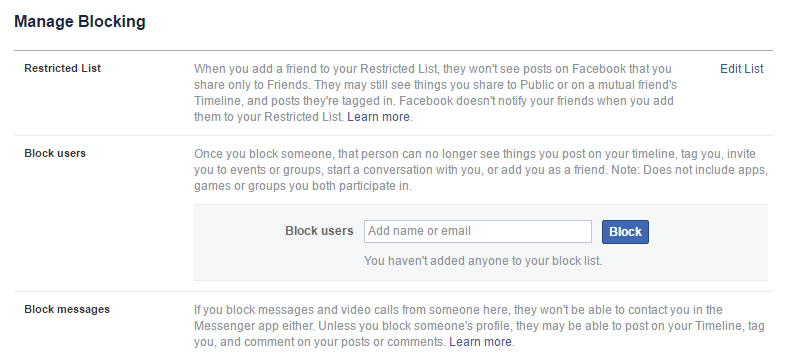 Using Facebook's privacy settings