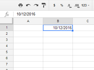 Entering a date in the spreadsheet