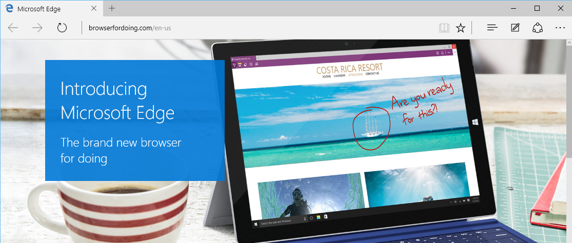 den nye Microsoft Edge nettleser for Windows 10