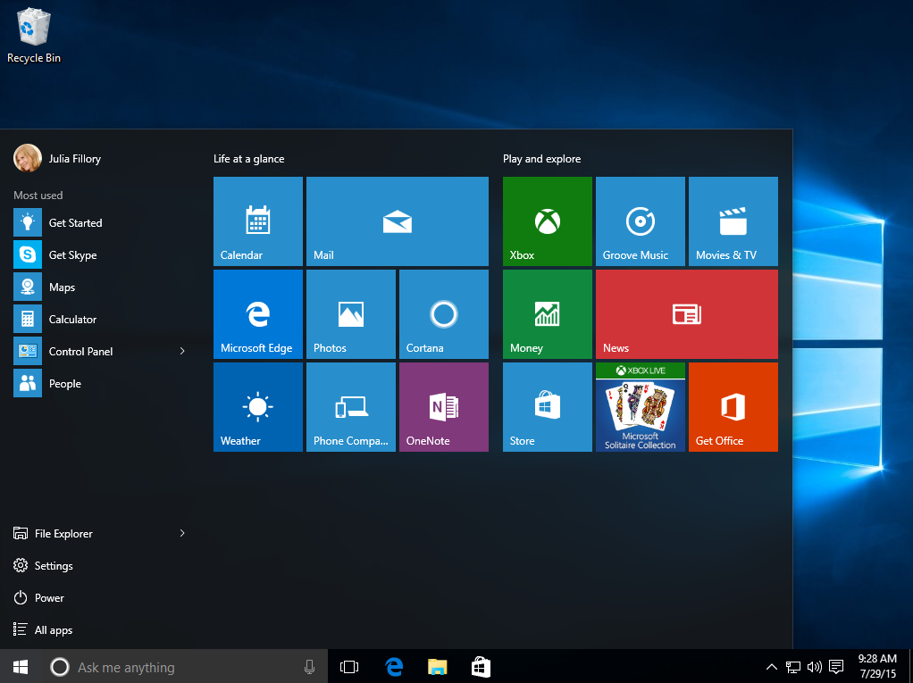 Start-menyen i Windows 10