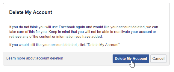 Deleting your Facebook account