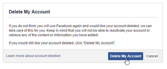 deleting a Facebook account