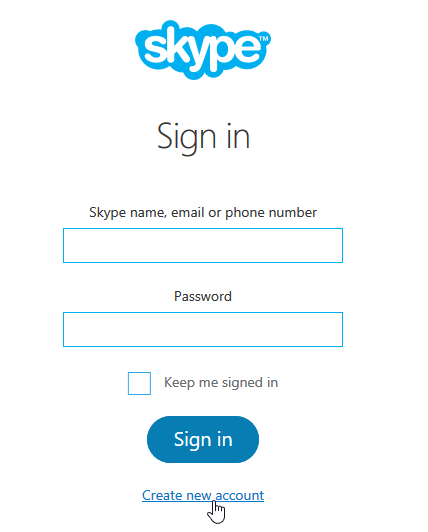 the skype sign in page
