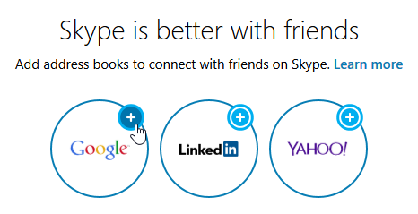 choosing a service to link to Skype