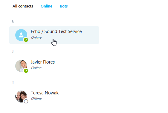 skype echo sound test contact